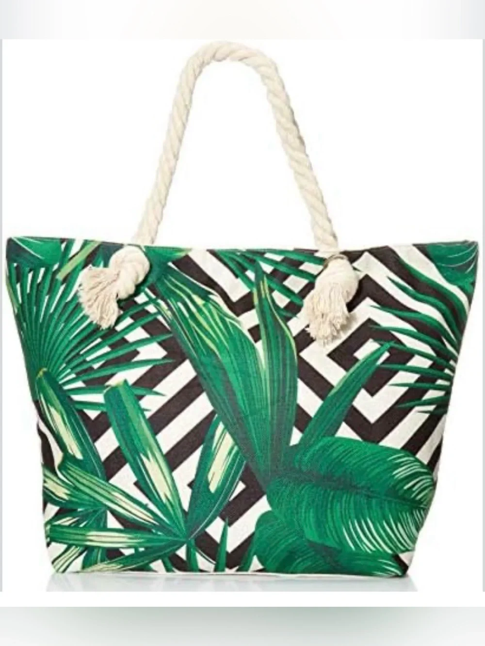 SPACIOUS 🌴💚TROPICAL💚🌴 ROPE HANDLE EXTRA LARGE BEACH TOTE BAG 🌟NEW🌟